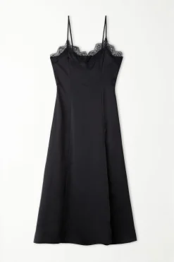 Satin And Lace Thin Strap Midi Dress - Dresses And Jumpsuits - Women | Tezenis