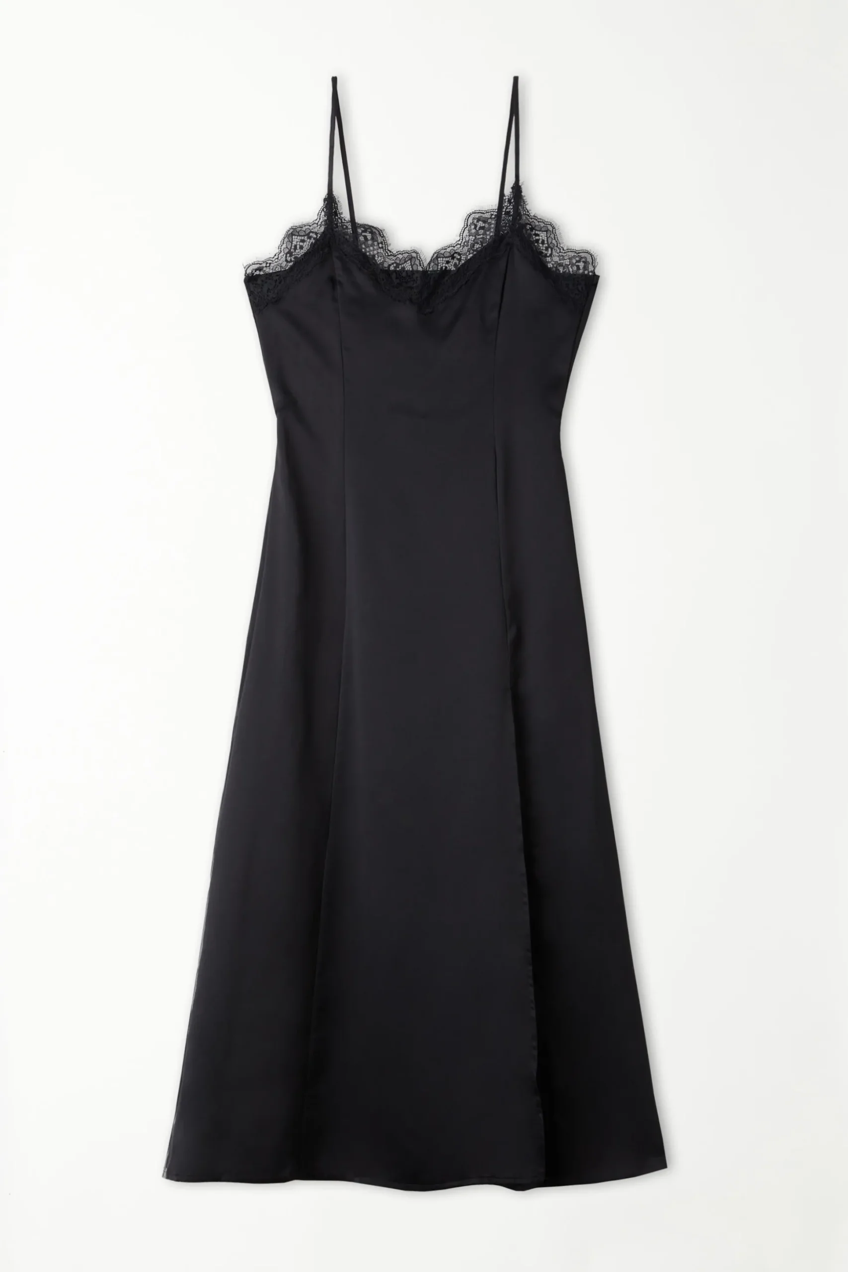 Satin And Lace Thin Strap Midi Dress - Dresses And Jumpsuits - Women | Tezenis