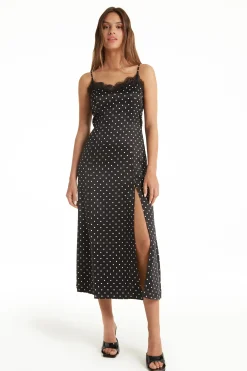 Satin And Lace Thin Strap Midi Dress - Dresses And Jumpsuits - Women | Tezenis