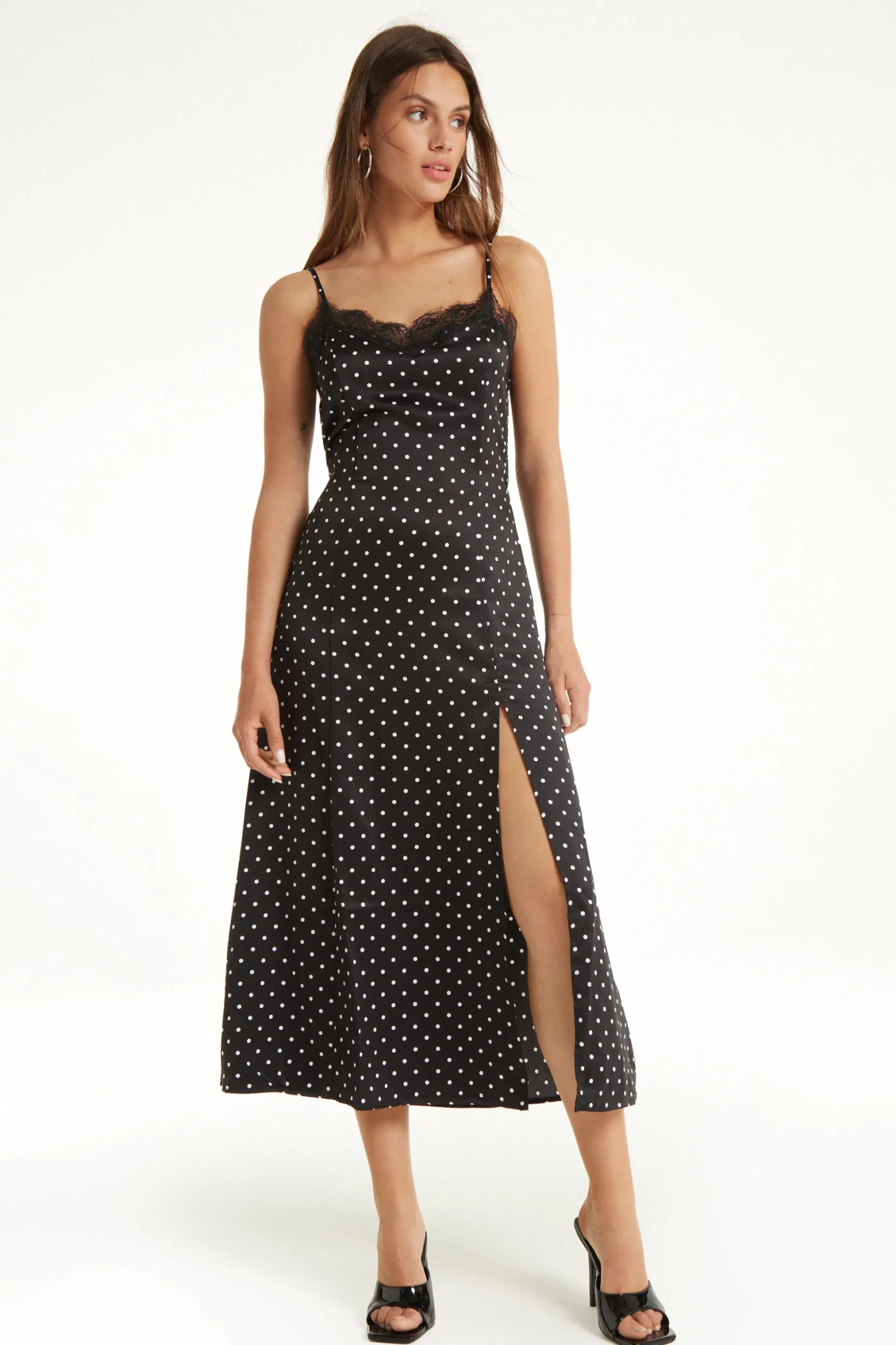 Satin And Lace Thin Strap Midi Dress - Dresses And Jumpsuits - Women | Tezenis