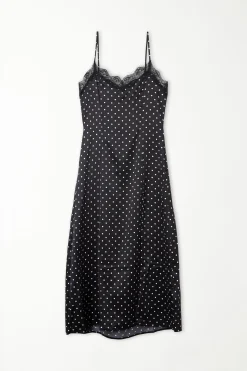 Satin And Lace Thin Strap Midi Dress - Dresses And Jumpsuits - Women | Tezenis