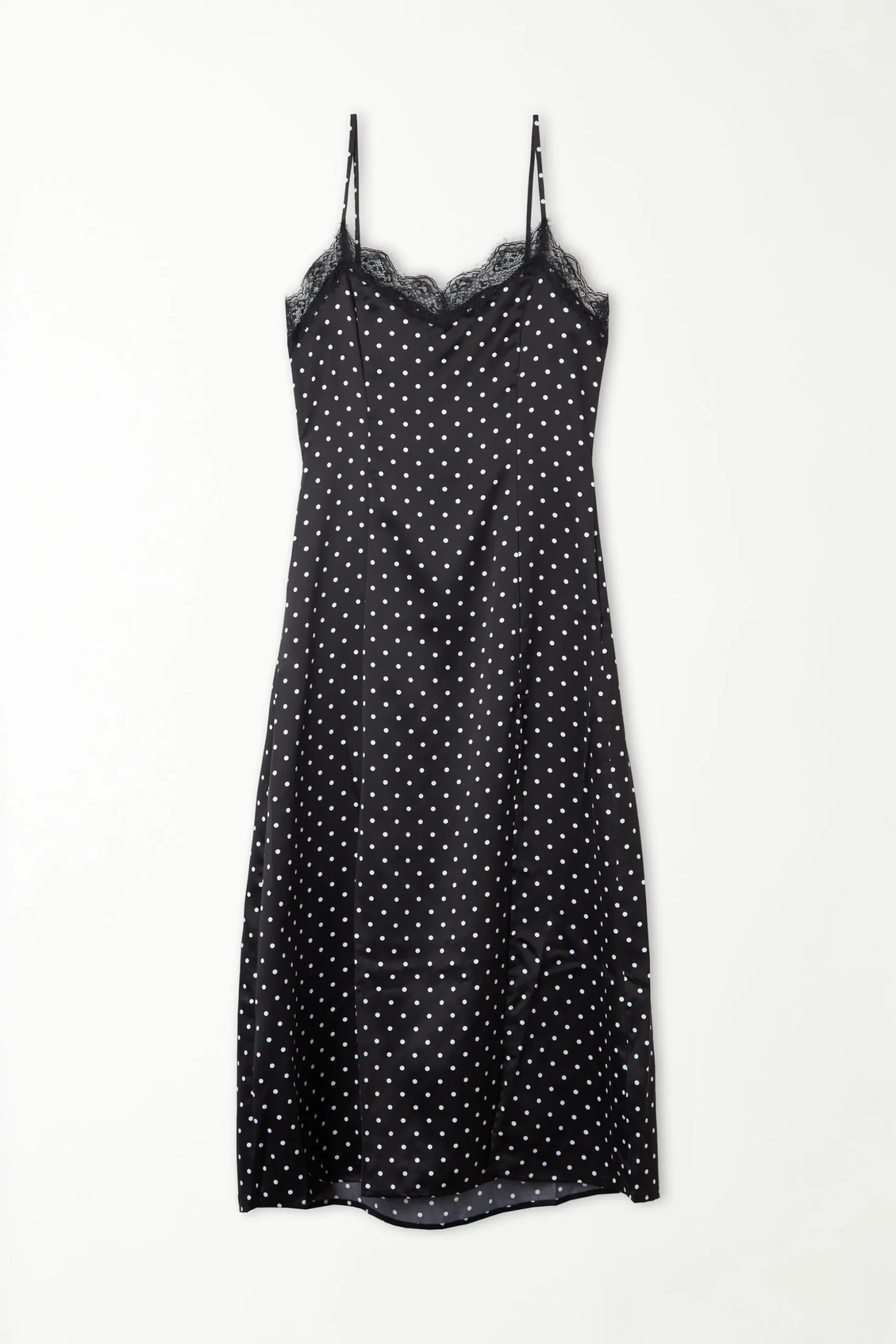Satin And Lace Thin Strap Midi Dress - Dresses And Jumpsuits - Women | Tezenis