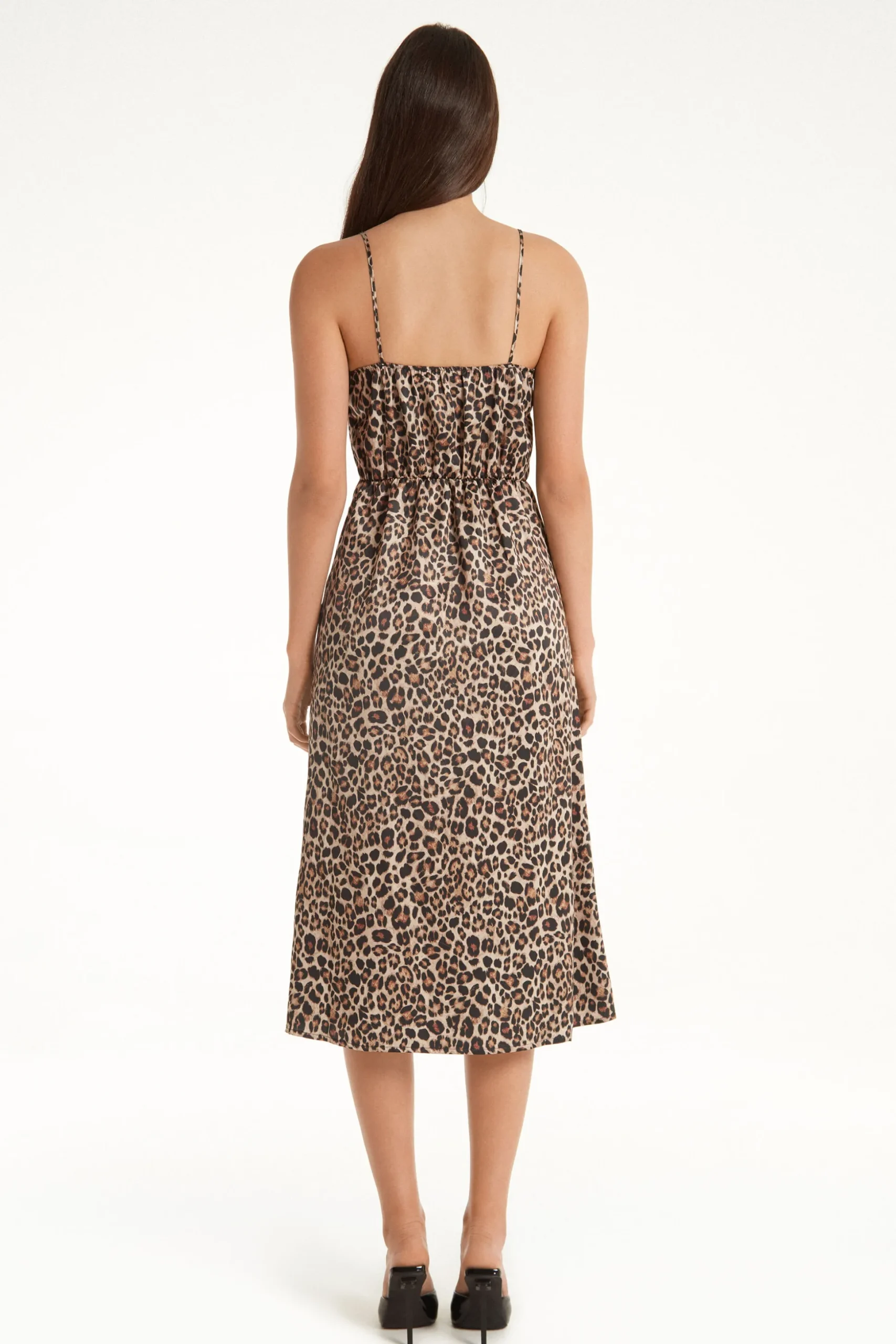 Satin And Lace Thin Strap Midi Dress - Dresses And Jumpsuits - Women | Tezenis