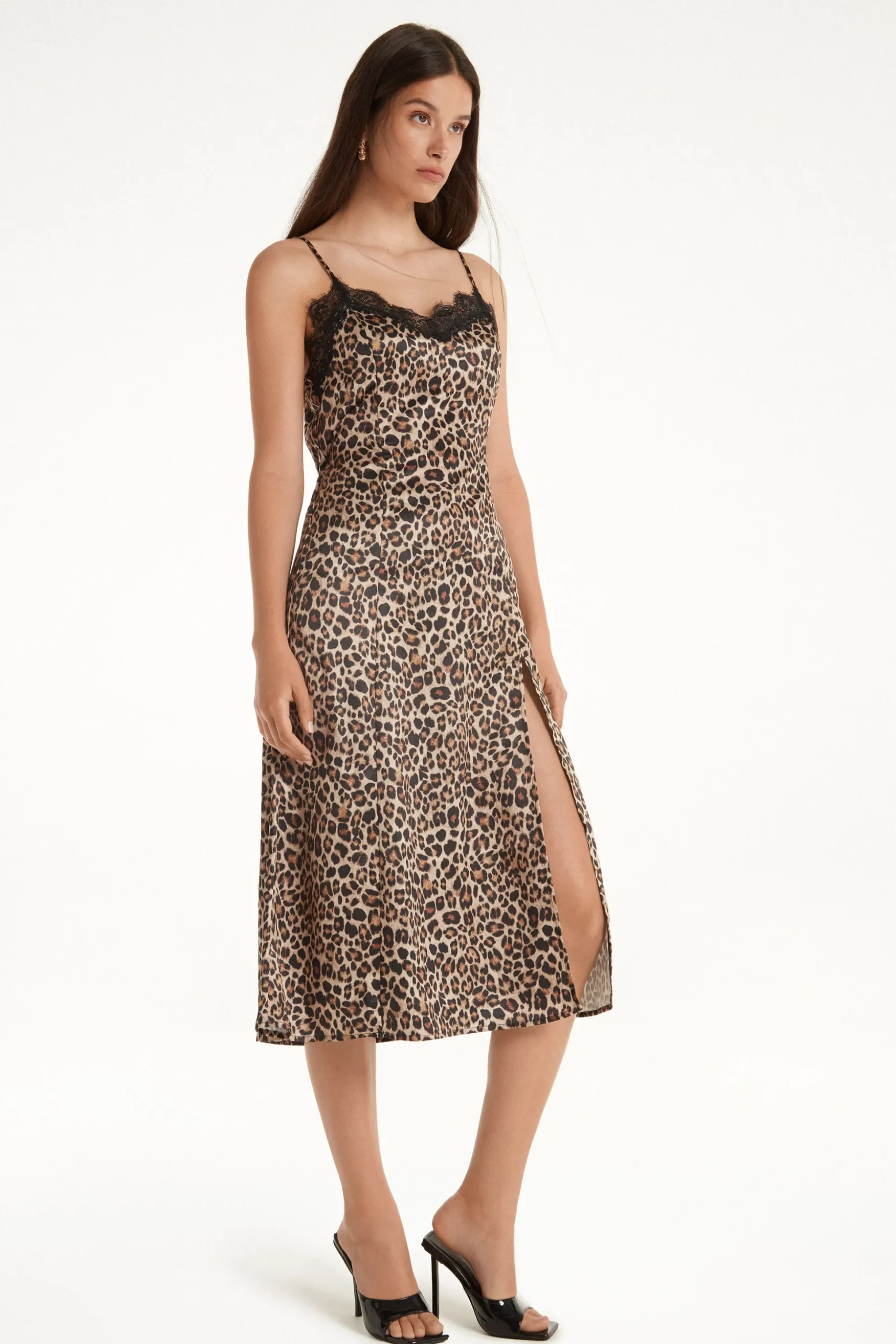 Satin And Lace Thin Strap Midi Dress - Dresses And Jumpsuits - Women | Tezenis