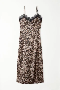 Satin And Lace Thin Strap Midi Dress - Dresses And Jumpsuits - Women | Tezenis