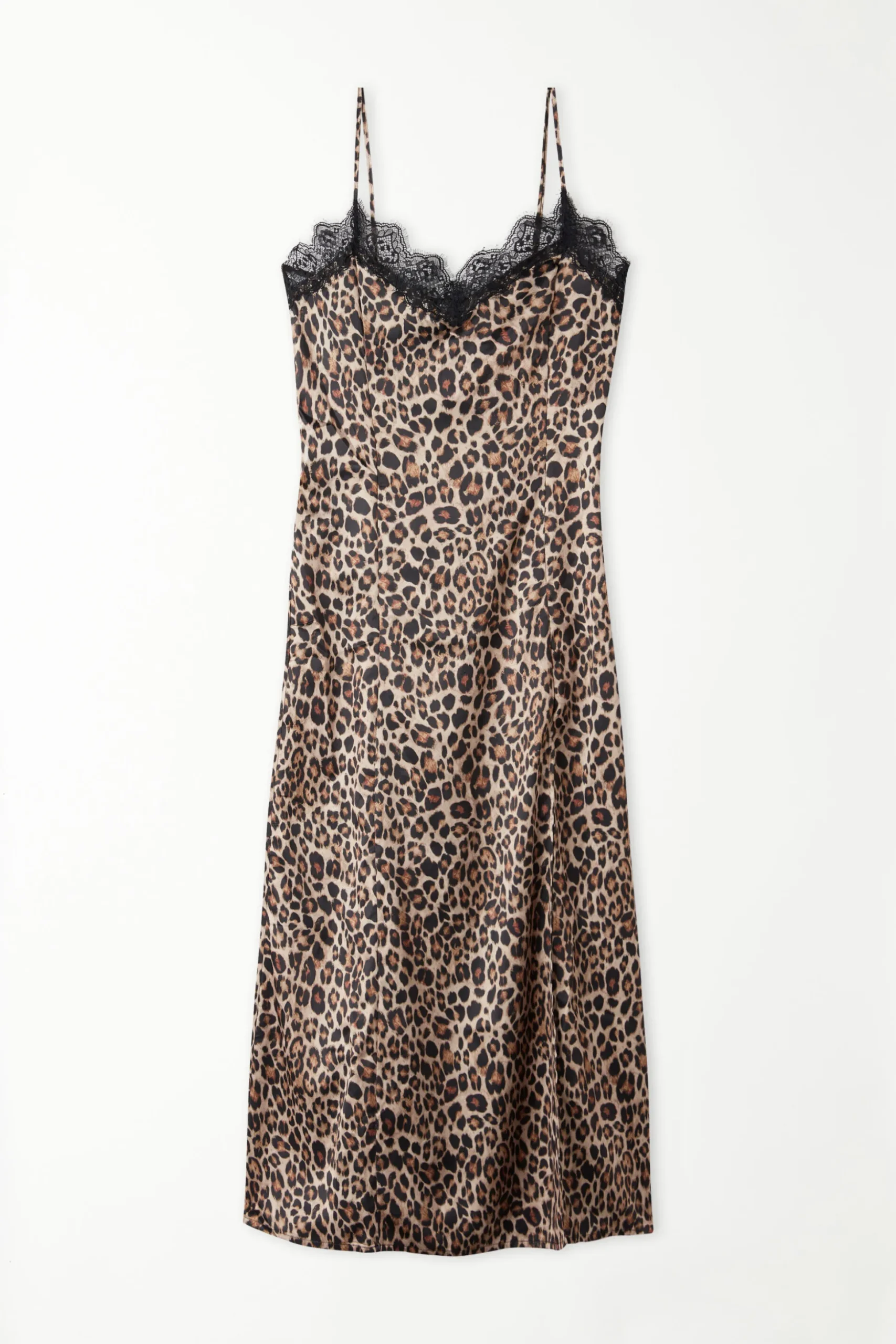 Satin And Lace Thin Strap Midi Dress - Dresses And Jumpsuits - Women | Tezenis