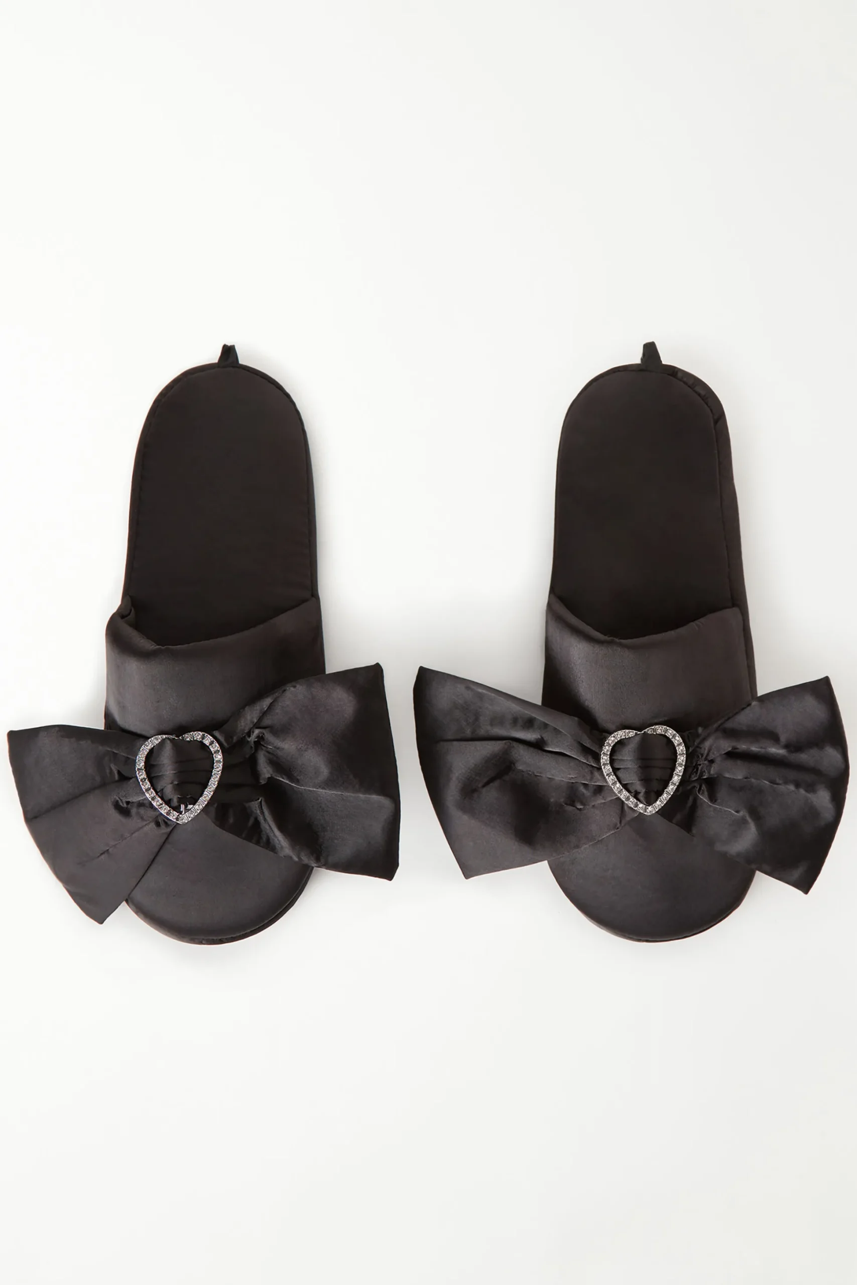 Satin Slippers With Rhinestoned Heart - Accessories And Slippers - Women | Tezenis