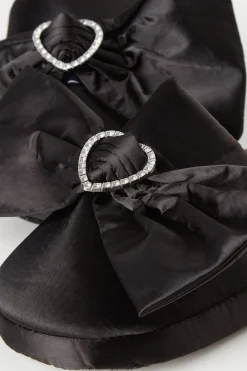 Satin Slippers With Rhinestoned Heart - Accessories And Slippers - Women | Tezenis
