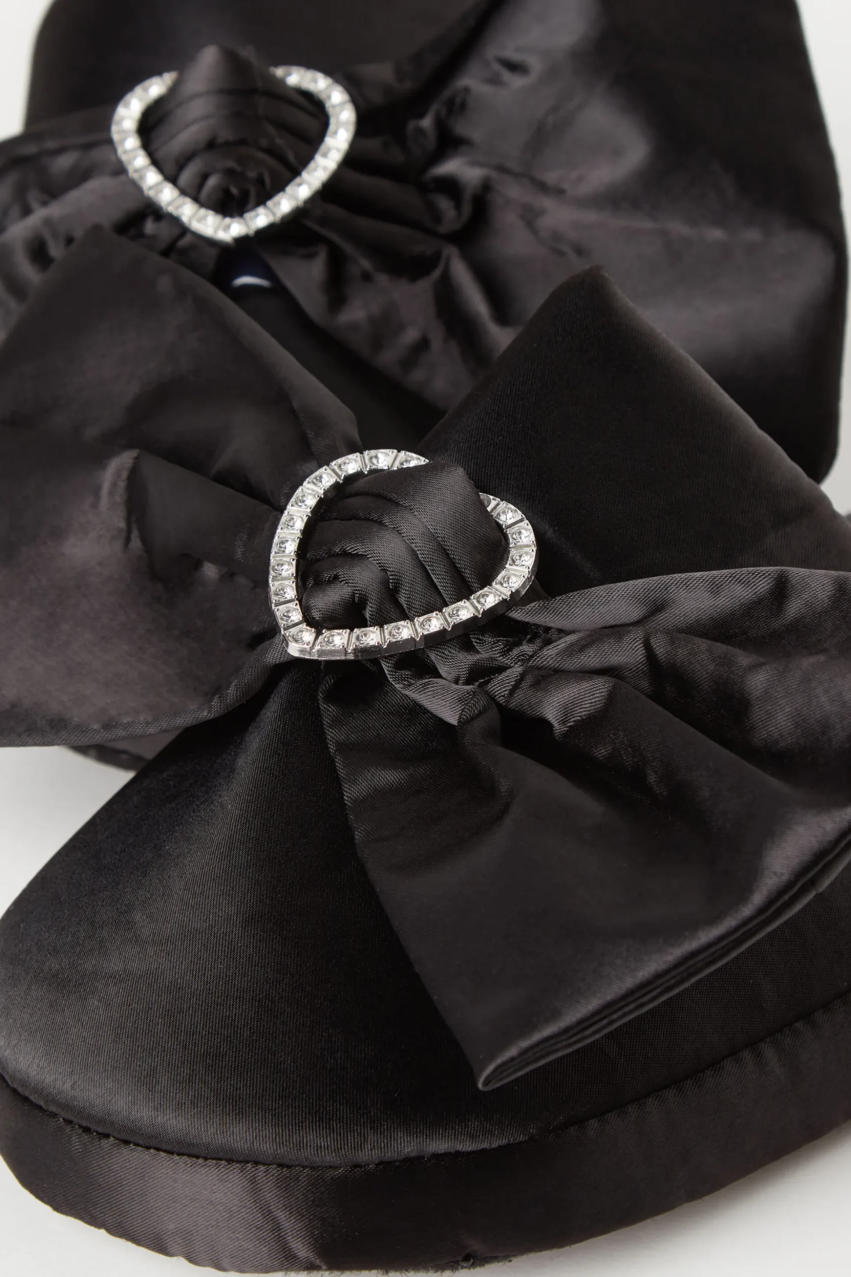 Satin Slippers With Rhinestoned Heart - Accessories And Slippers - Women | Tezenis
