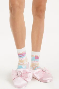 Satin Slippers With Rhinestoned Heart - Accessories And Slippers - Women | Tezenis