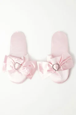 Satin Slippers With Rhinestoned Heart - Accessories And Slippers - Women | Tezenis