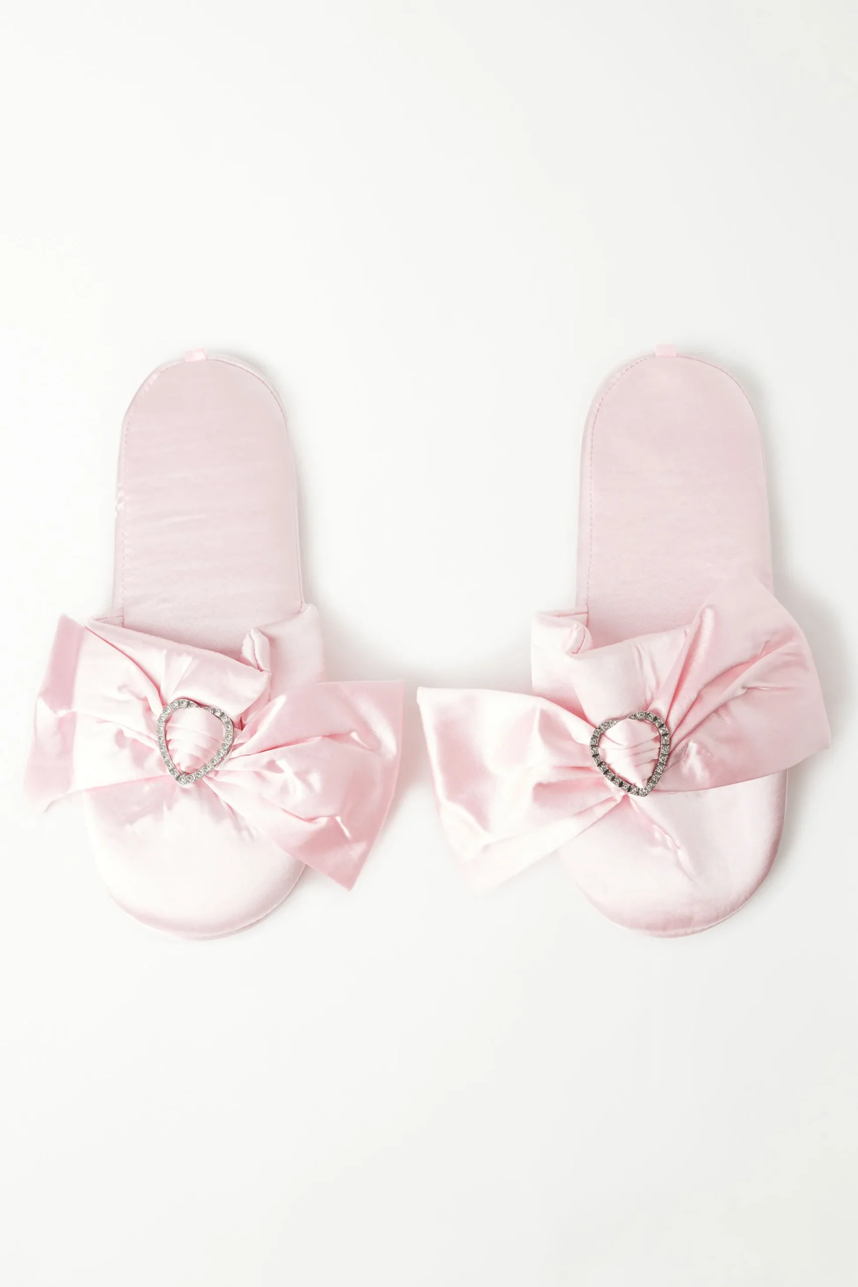 Satin Slippers With Rhinestoned Heart - Accessories And Slippers - Women | Tezenis