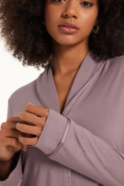 Satin Trim Full Length Button Down Pajamas - Long Pajamas - Women | Tezenis