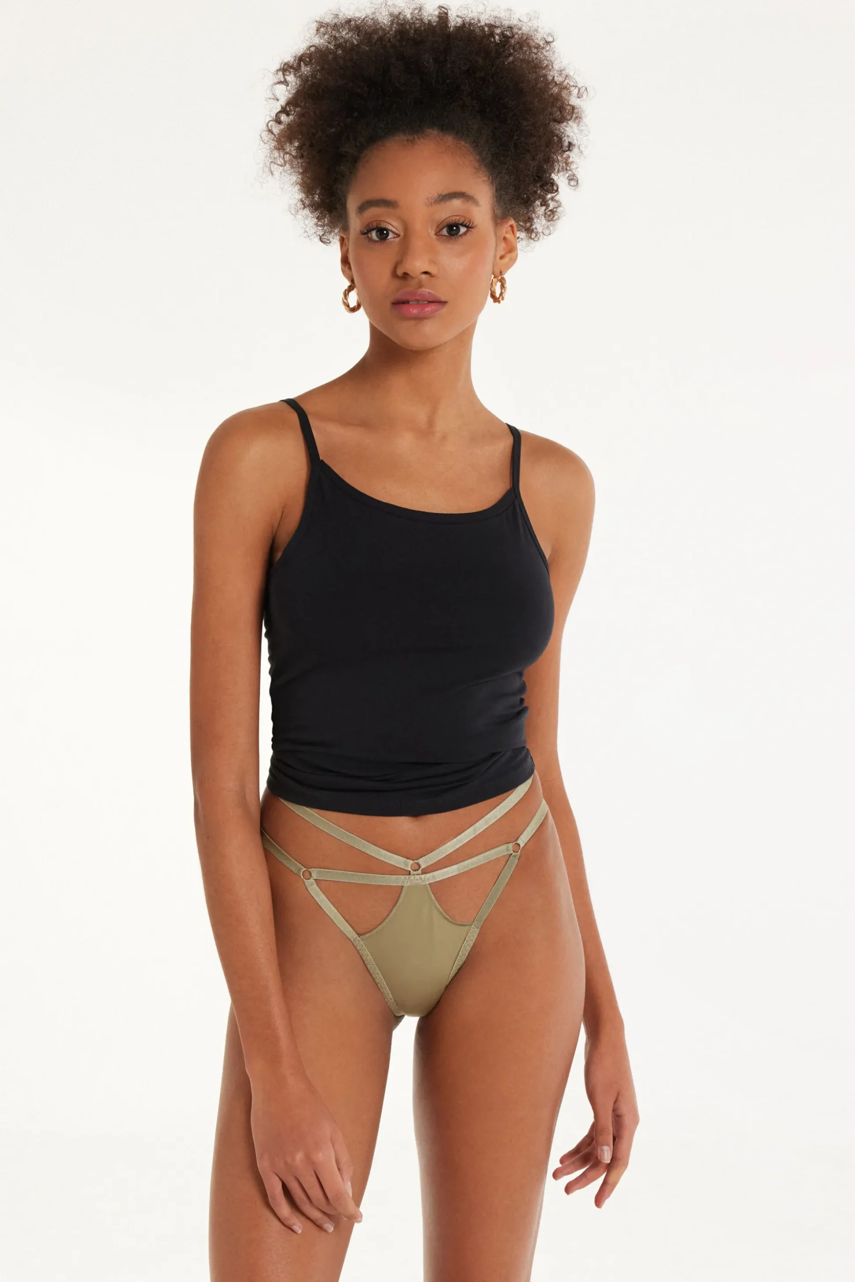 Shiny Microfiber String Brazilian Panties - Cheeky Briefs - Women | Tezenis