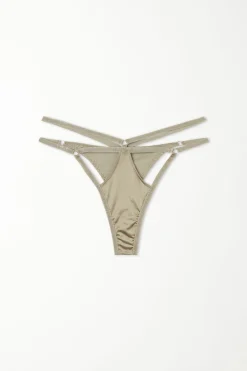 Shiny Microfiber String Brazilian Panties - Cheeky Briefs - Women | Tezenis