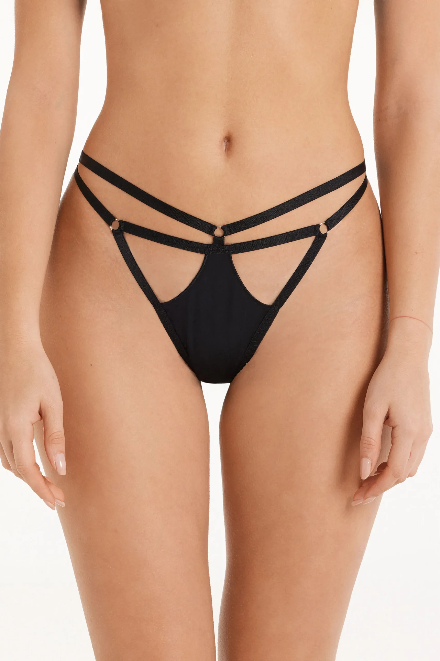 Shiny Microfiber String Brazilian Panties - Cheeky Briefs - Women | Tezenis