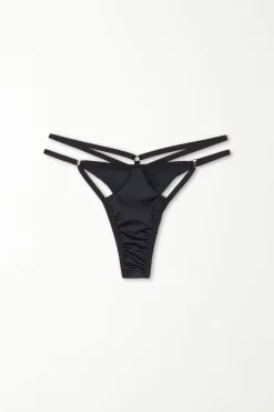 Shiny Microfiber String Brazilian Panties - Cheeky Briefs - Women | Tezenis