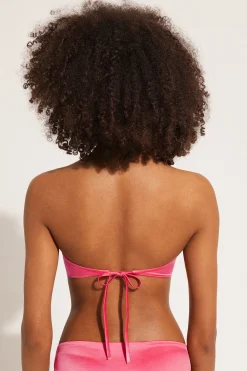 Shiny Summer Pink Removable Padding Bandeau Bikini Top - Bandeau And Strapless - Women | Tezenis