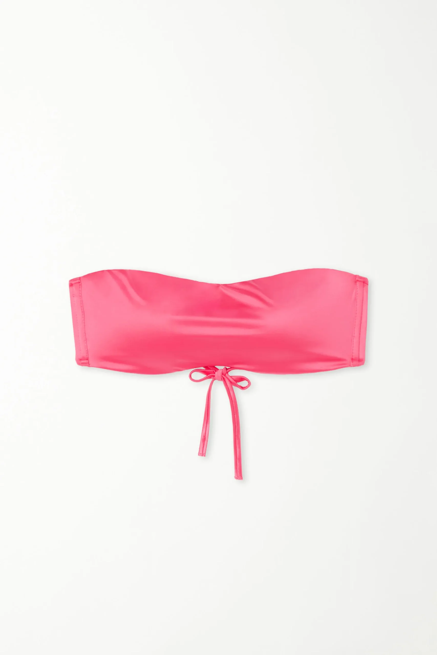 Shiny Summer Pink Removable Padding Bandeau Bikini Top - Bandeau And Strapless - Women | Tezenis