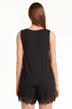Short Sleeveless Pajamas In Viscose And Lace - Short Pajamas - Women | Tezenis