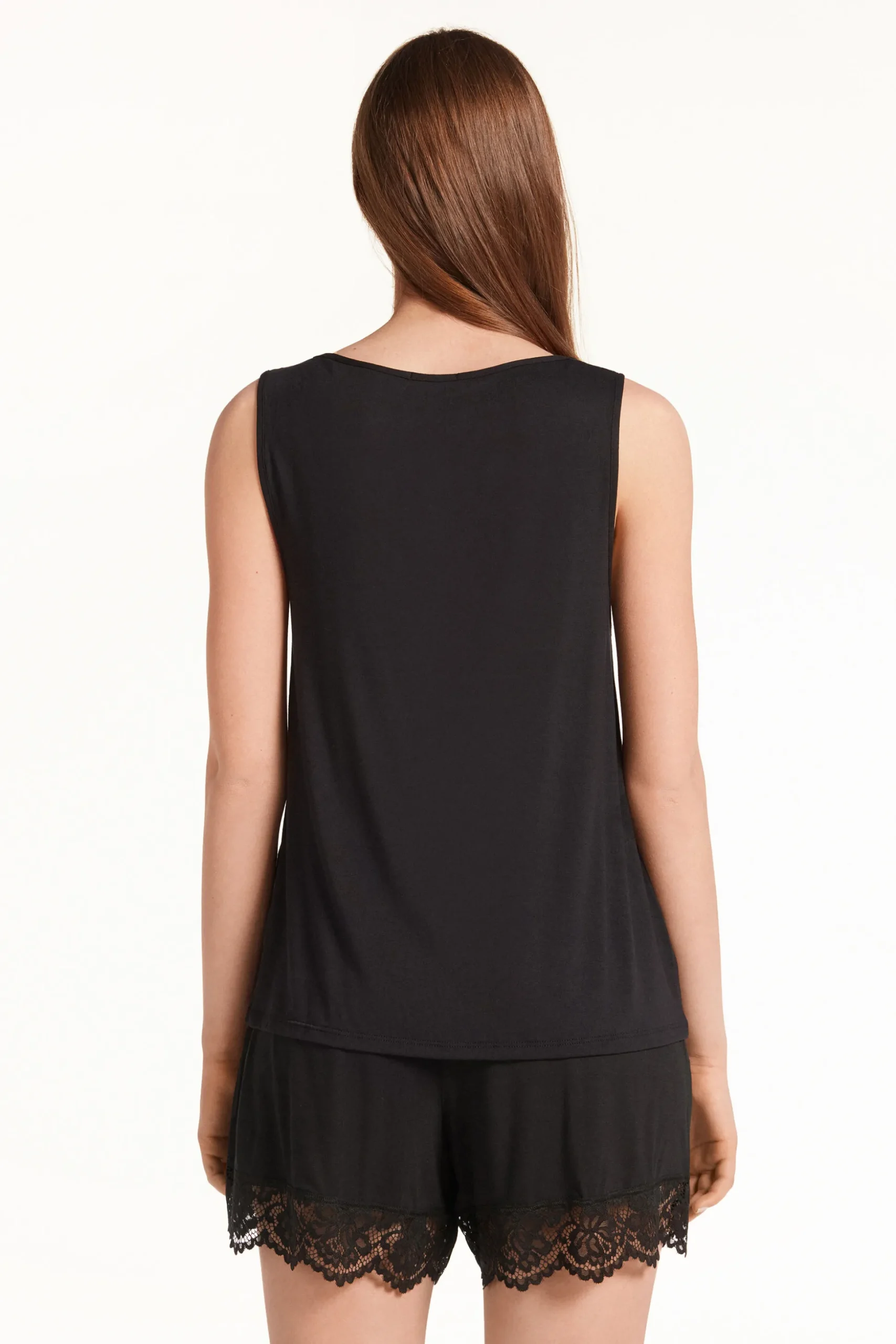 Short Sleeveless Pajamas In Viscose And Lace - Short Pajamas - Women | Tezenis