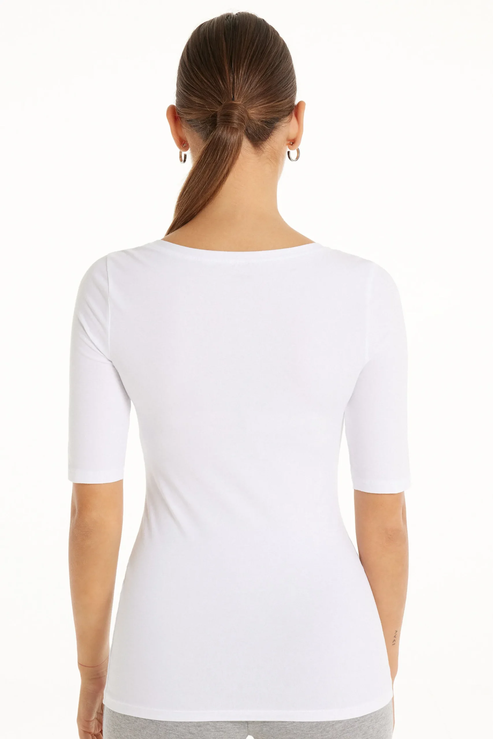 Short-Sleeve Scoop-Neck Top In Cotton - Short-Sleeved Tops - Women | Tezenis