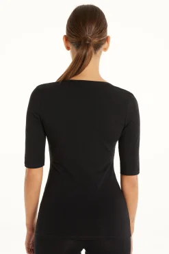 Short-Sleeve Scoop-Neck Top In Cotton - Short-Sleeved Tops - Women | Tezenis
