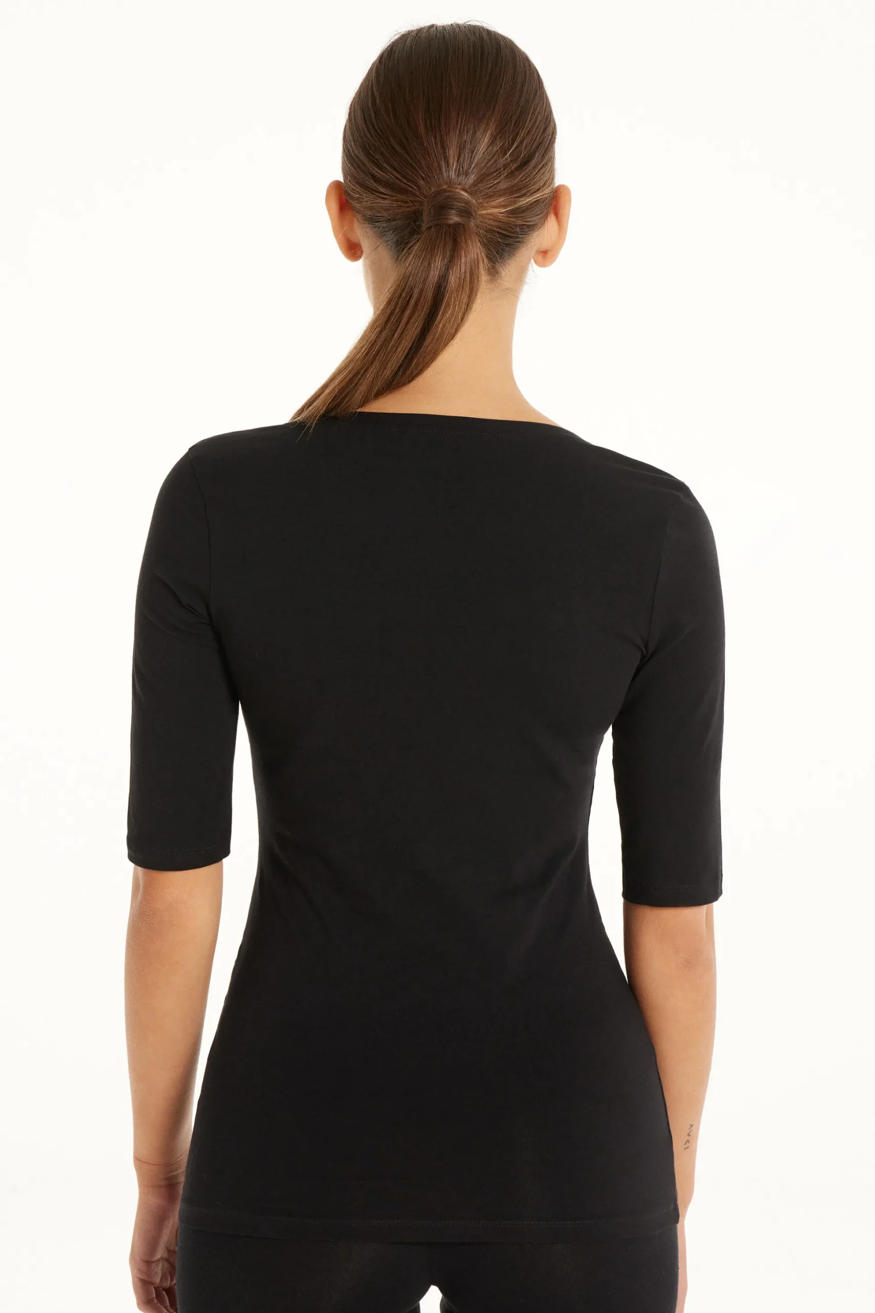 Short-Sleeve Scoop-Neck Top In Cotton - Short-Sleeved Tops - Women | Tezenis