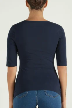 Short-Sleeve Scoop-Neck Top In Cotton - Short-Sleeved Tops - Women | Tezenis
