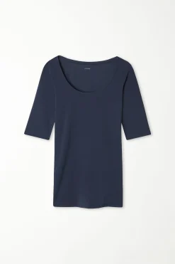 Short-Sleeve Scoop-Neck Top In Cotton - Short-Sleeved Tops - Women | Tezenis