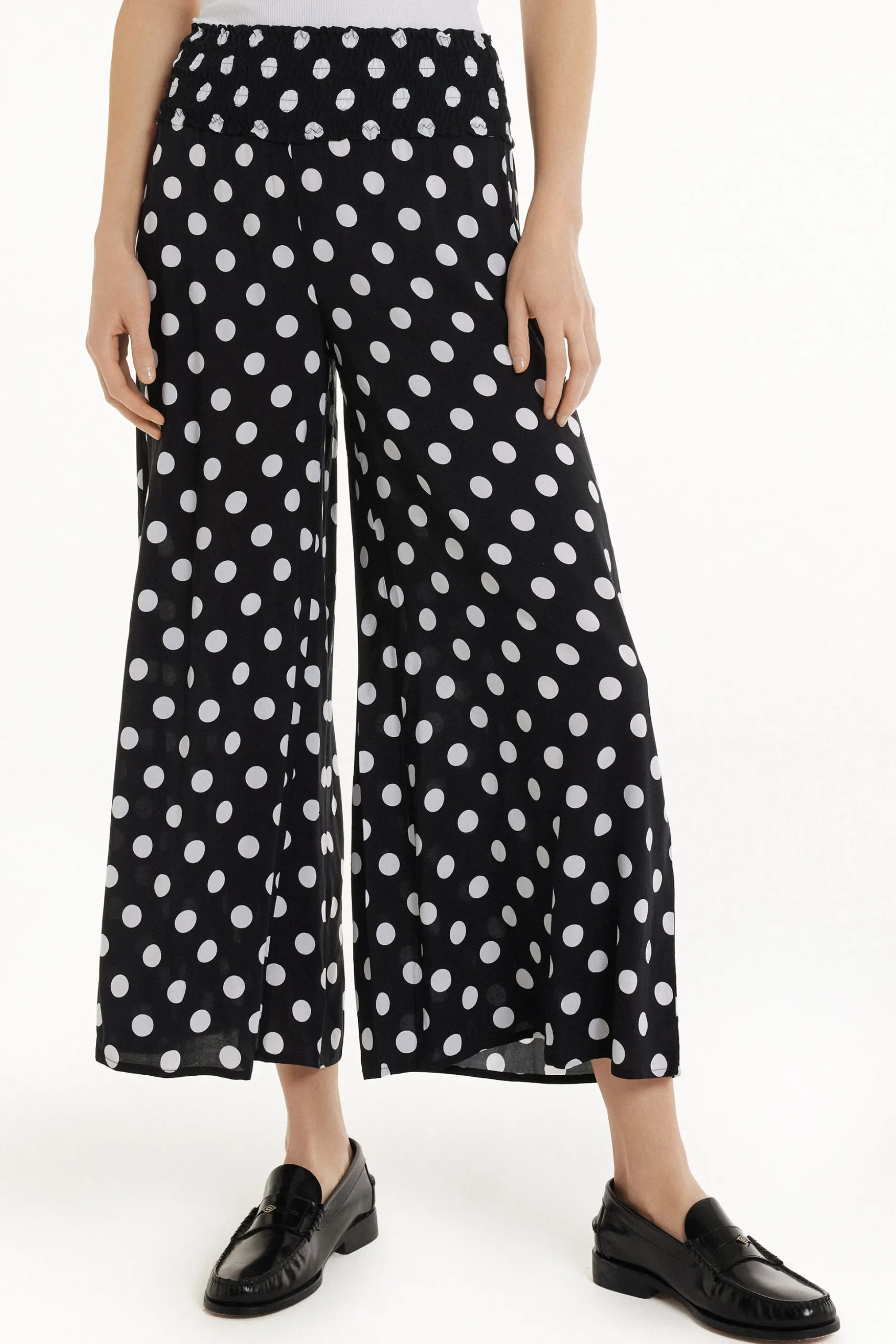 Smocked Canvas Hakama Pants - Pants - Women | Tezenis