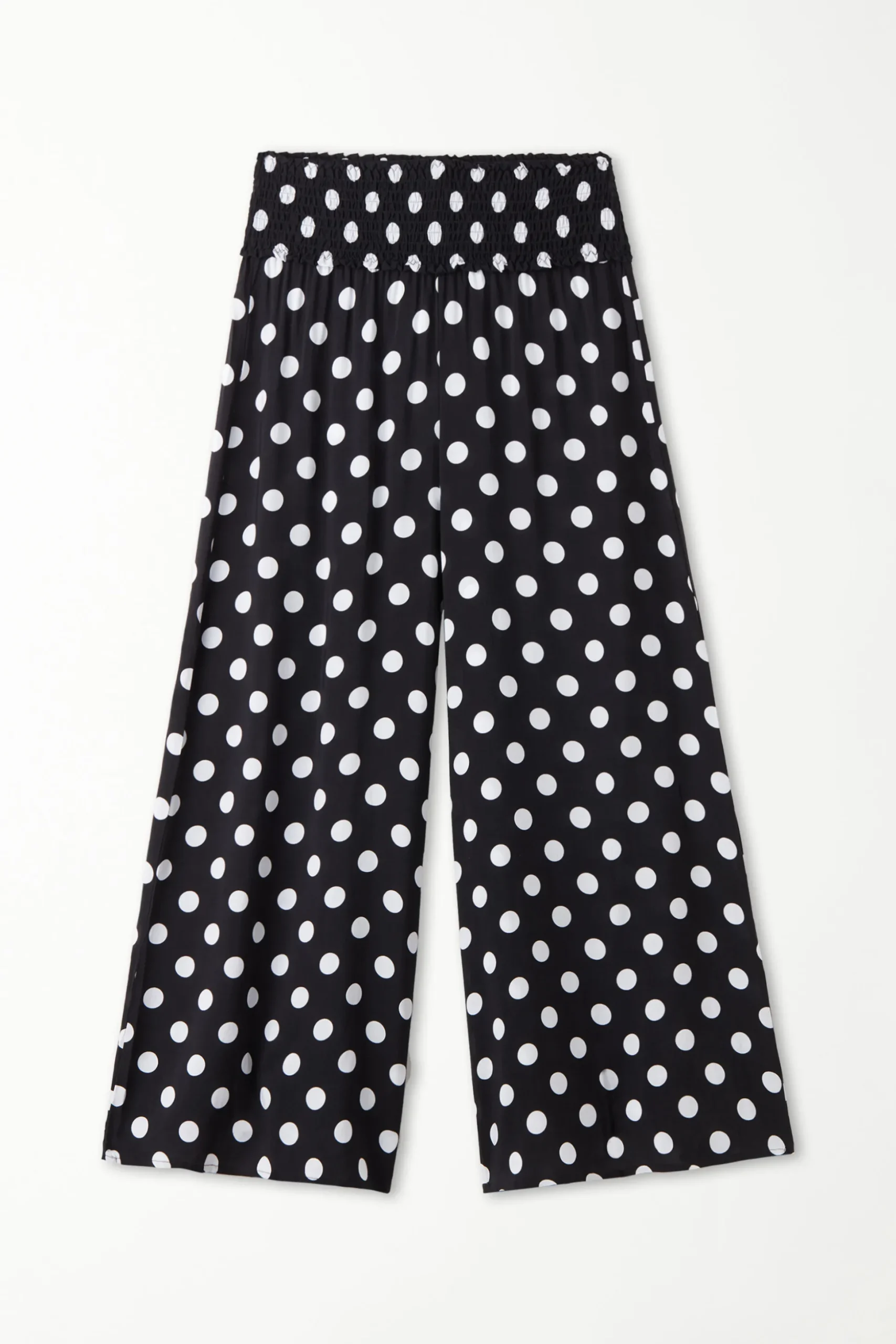 Smocked Canvas Hakama Pants - Pants - Women | Tezenis