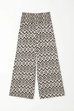 Smocked Canvas Hakama Pants - Pants - Women | Tezenis