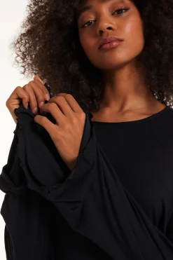 Solid Color Viscose Full Length Flared Pajamas - Long Pajamas - Women | Tezenis