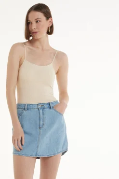 Spaghetti Strap Bodysuit In Ribbed Cotton - Bodysuits - Women | Tezenis