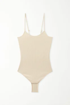 Spaghetti Strap Bodysuit In Ribbed Cotton - Bodysuits - Women | Tezenis