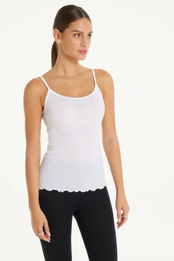 Spaghetti Strap Tank Top In 100% Ribbed Cotton And Satin - Tank Tops - Women | Tezenis