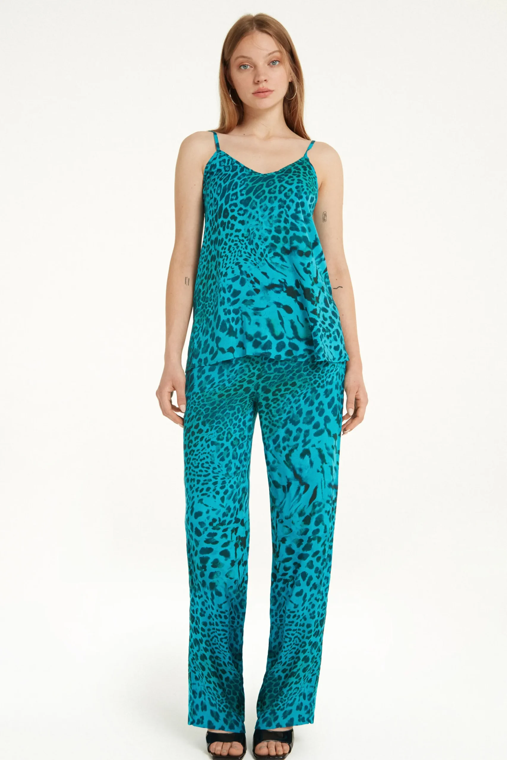 Straight-Leg Viscose Fabric Pants - Pants - Women | Tezenis