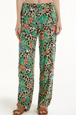 Straight-Leg Viscose Fabric Pants - Pants - Women | Tezenis