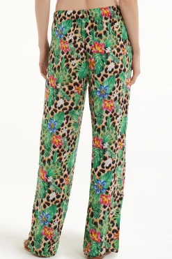 Straight-Leg Viscose Fabric Pants - Pants - Women | Tezenis