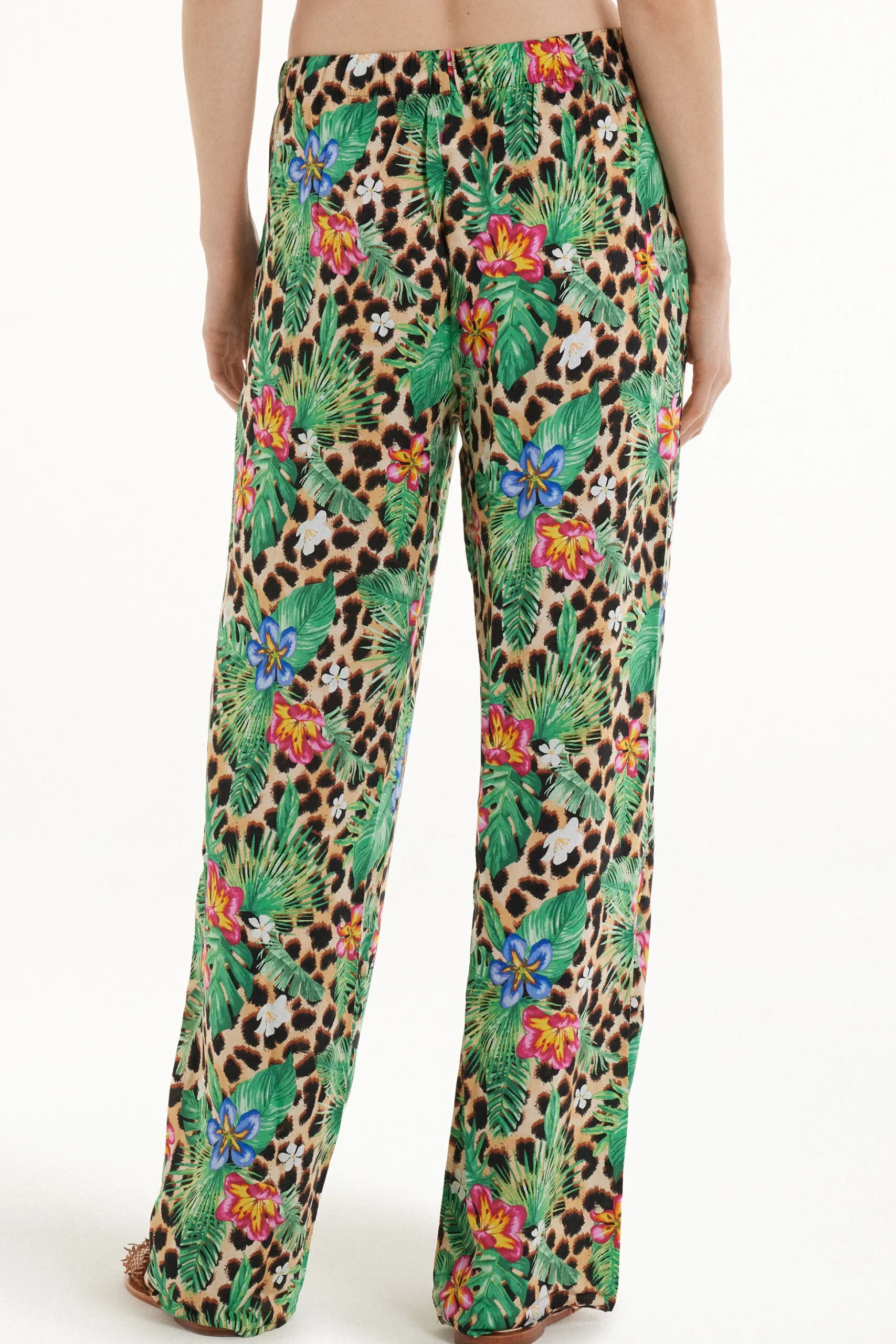 Straight-Leg Viscose Fabric Pants - Pants - Women | Tezenis