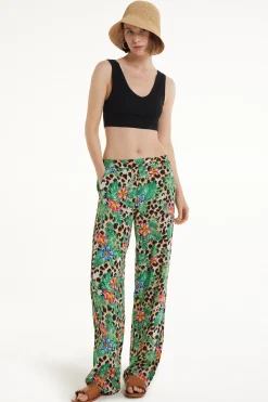 Straight-Leg Viscose Fabric Pants - Pants - Women | Tezenis