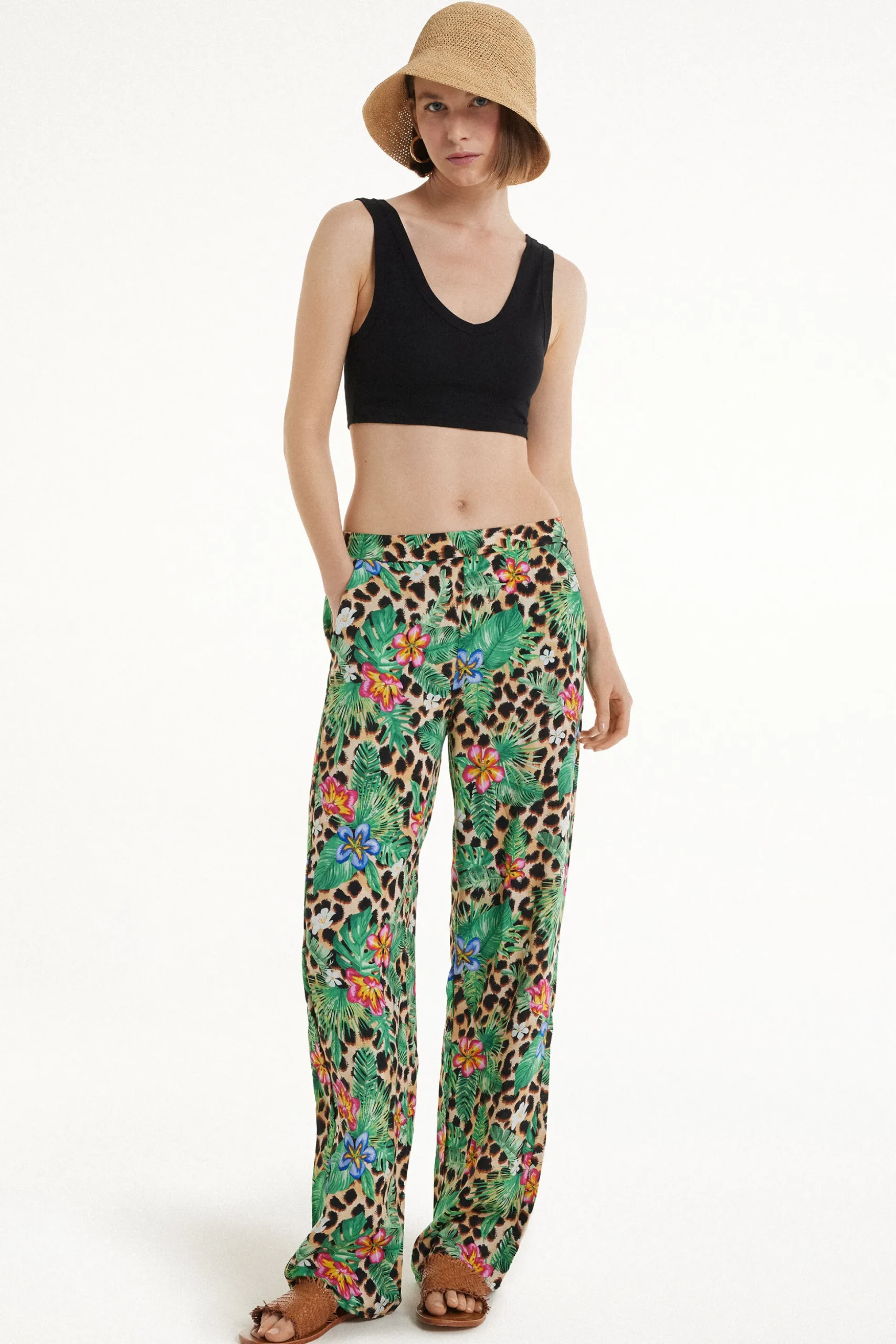 Straight-Leg Viscose Fabric Pants - Pants - Women | Tezenis