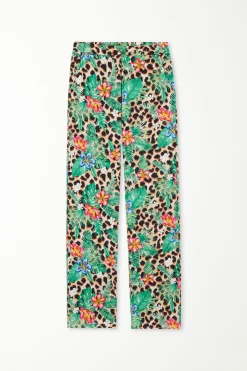 Straight-Leg Viscose Fabric Pants - Pants - Women | Tezenis