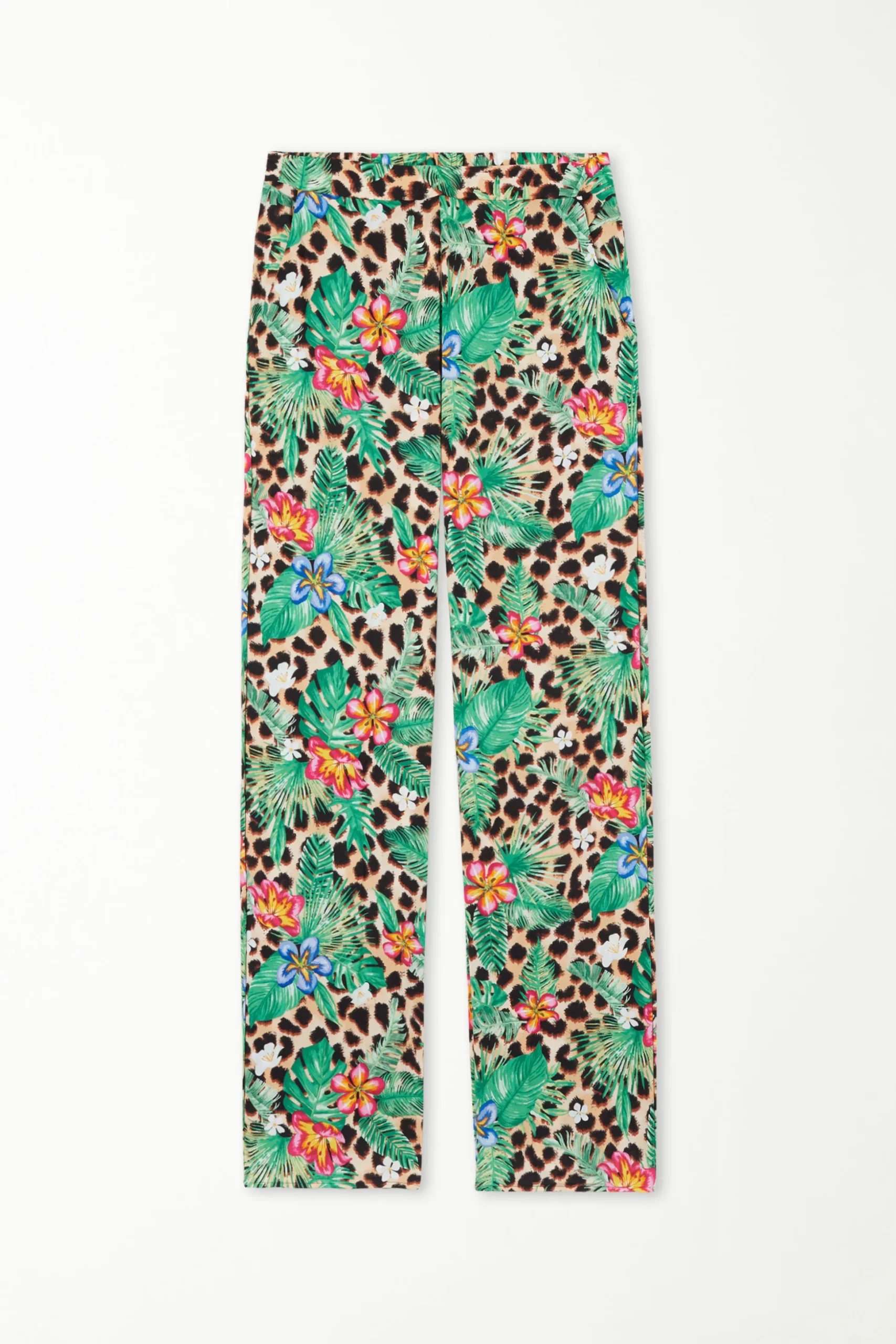 Straight-Leg Viscose Fabric Pants - Pants - Women | Tezenis