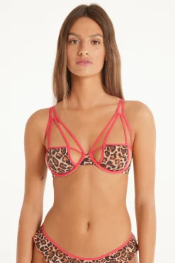 Strawberry Leopard Demi-Cup Balconette Bra - Balconette - Women | Tezenis