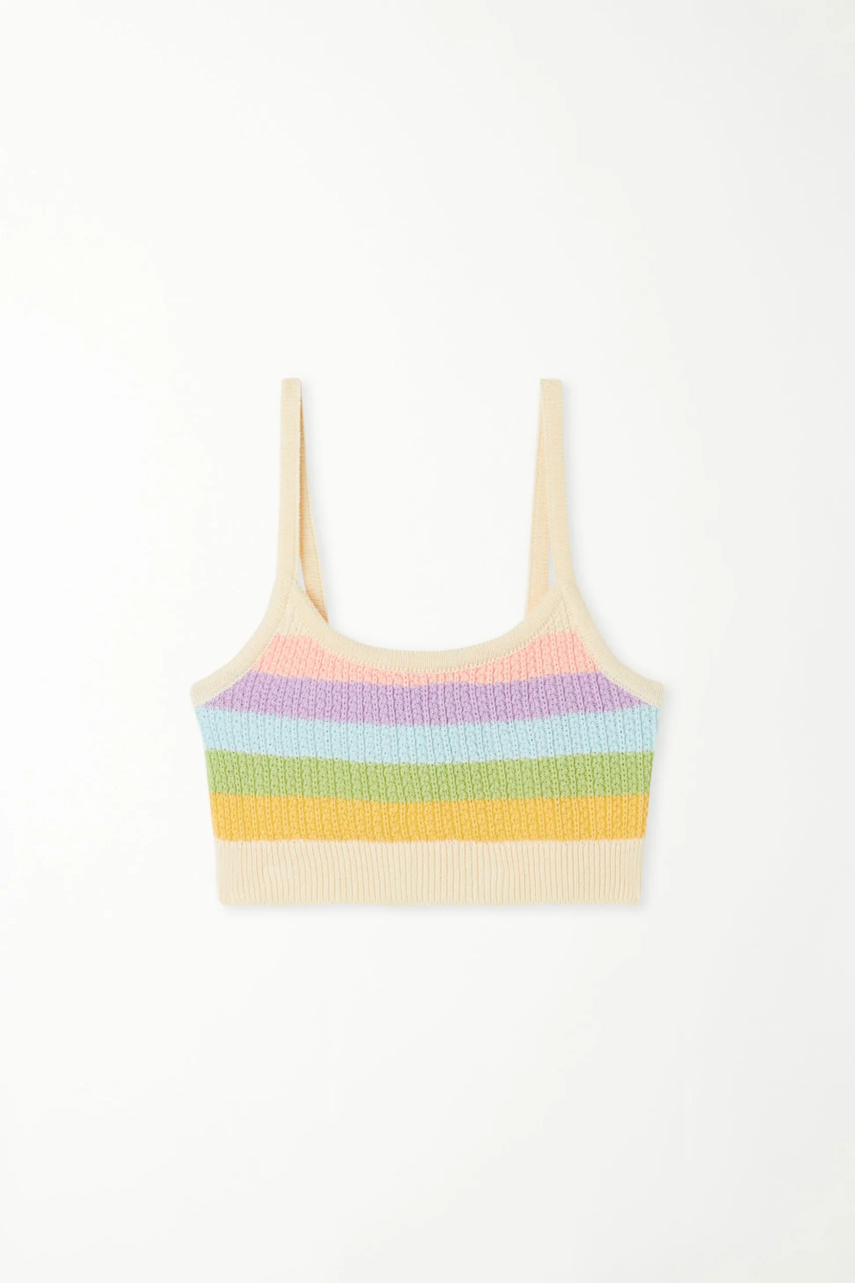 Striped Full-Fashioned Cotton Very Cropped Top - Tank Tops - Women | Tezenis