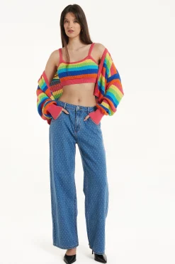 Striped Full-Fashioned Cotton Very Cropped Top - Tank Tops - Women | Tezenis
