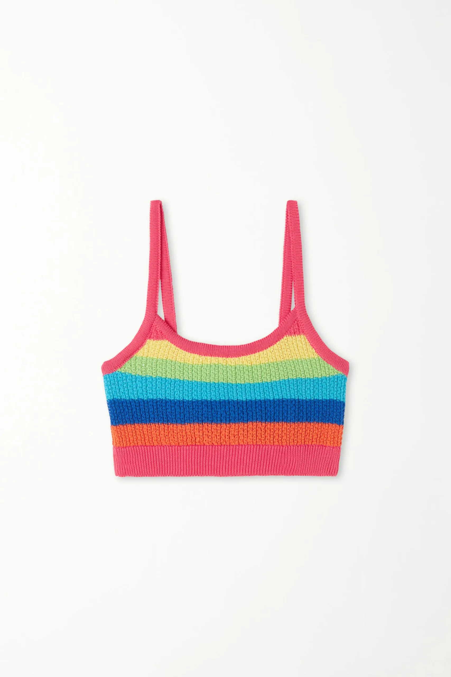 Striped Full-Fashioned Cotton Very Cropped Top - Tank Tops - Women | Tezenis