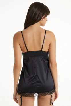 Timeless Lace Triangle Babydoll With Garter Belt - Slips - Women | Tezenis